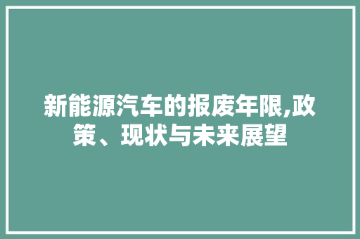 新能源汽车的报废年限,政策、现状与未来展望