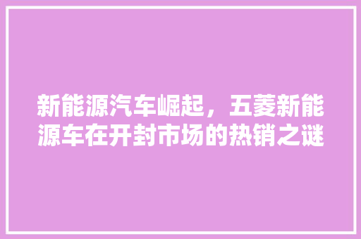 新能源汽车崛起，五菱新能源车在开封市场的热销之谜