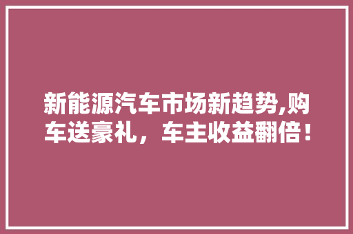 新能源汽车市场新趋势,购车送豪礼，车主收益翻倍！
