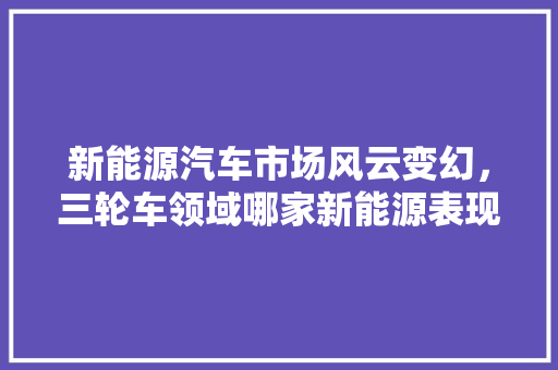新能源汽车市场风云变幻，三轮车领域哪家新能源表现更优