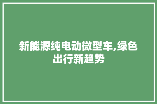新能源纯电动微型车,绿色出行新趋势