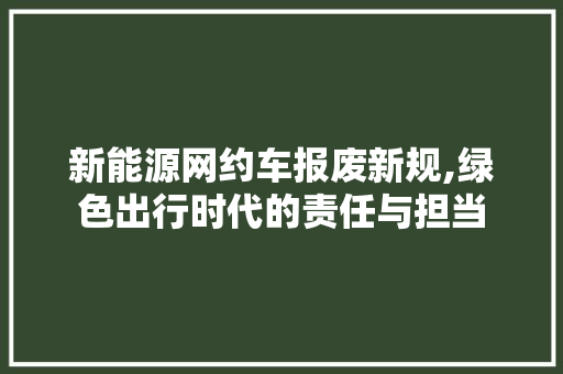 新能源网约车报废新规,绿色出行时代的责任与担当