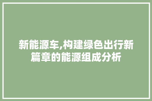 新能源车,构建绿色出行新篇章的能源组成分析