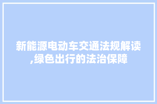 新能源电动车交通法规解读,绿色出行的法治保障