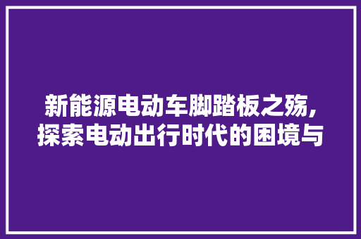 新能源电动车脚踏板之殇,探索电动出行时代的困境与出路 车载导航