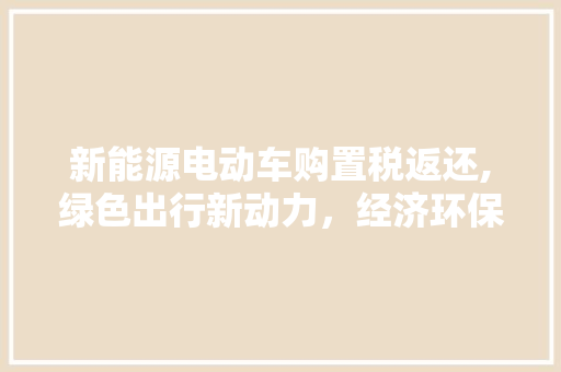 新能源电动车购置税返还,绿色出行新动力，经济环保双丰收