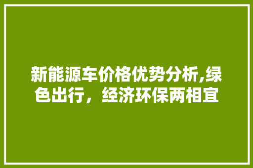 新能源车价格优势分析,绿色出行，经济环保两相宜