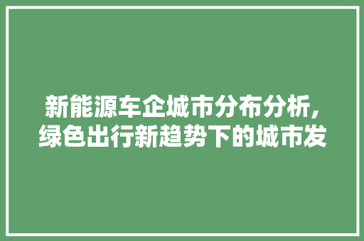 新能源车企城市分布分析,绿色出行新趋势下的城市发展新格局