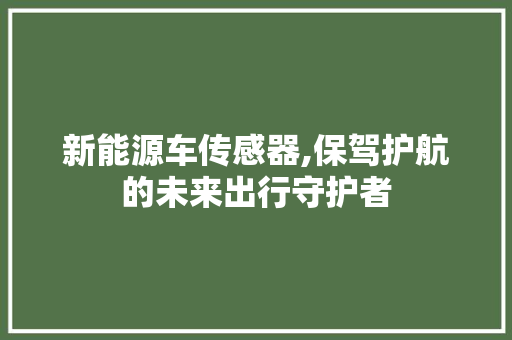 新能源车传感器,保驾护航的未来出行守护者
