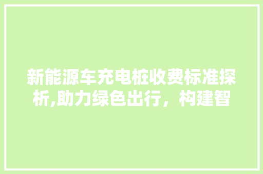 新能源车充电桩收费标准探析,助力绿色出行，构建智慧城市
