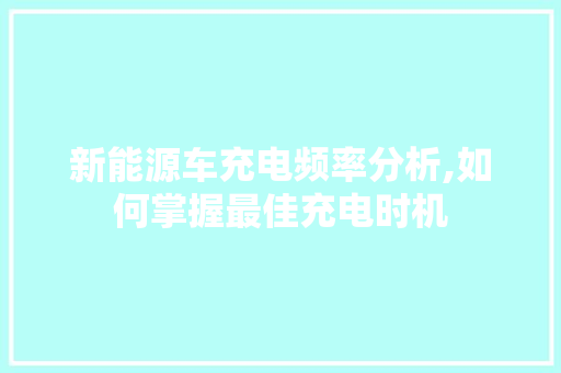 新能源车充电频率分析,如何掌握最佳充电时机