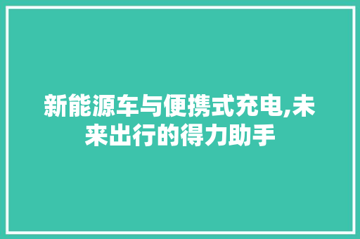新能源车与便携式充电,未来出行的得力助手