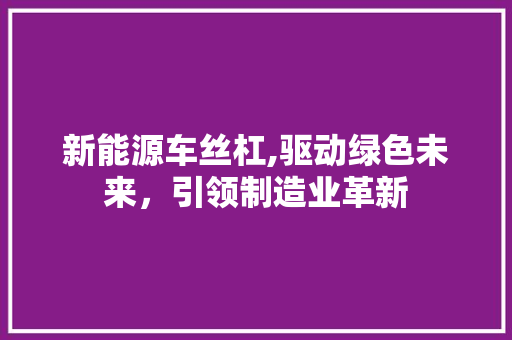 新能源车丝杠,驱动绿色未来，引领制造业革新