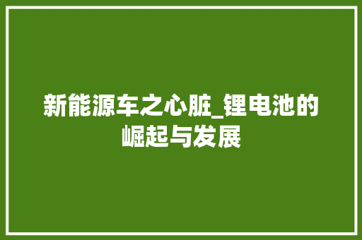 新能源车之心脏_锂电池的崛起与发展