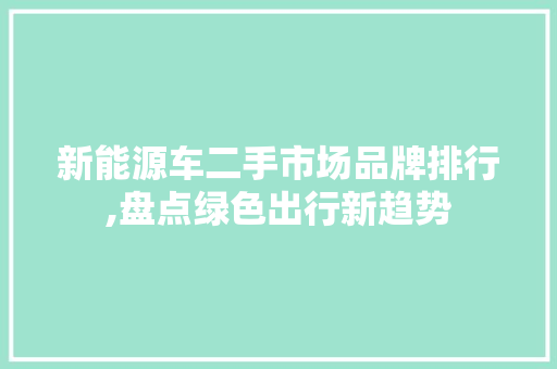 新能源车二手市场品牌排行,盘点绿色出行新趋势