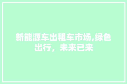 新能源车出租车市场,绿色出行，未来已来