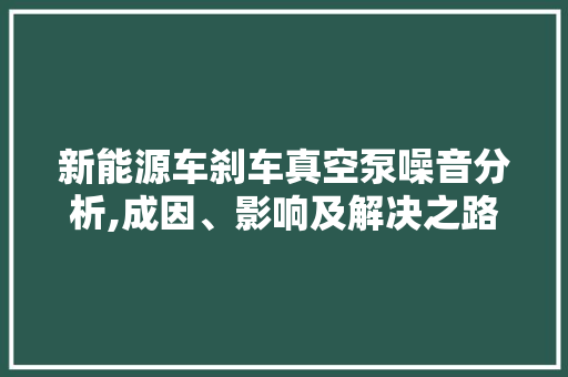 新能源车刹车真空泵噪音分析,成因、影响及解决之路
