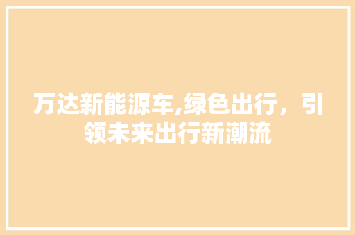 万达新能源车,绿色出行，引领未来出行新潮流