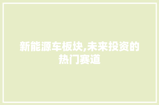 新能源车板块,未来投资的热门赛道