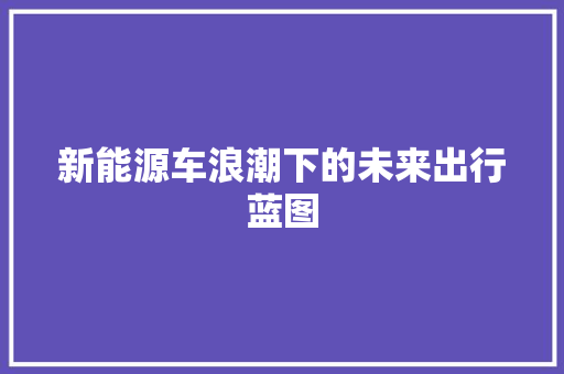 新能源车浪潮下的未来出行蓝图