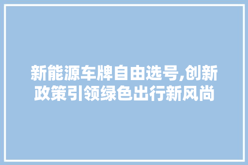 新能源车牌自由选号,创新政策引领绿色出行新风尚 混合动力车