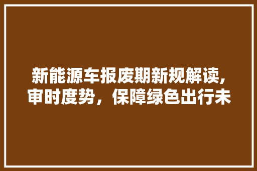 新能源车报废期新规解读,审时度势，保障绿色出行未来