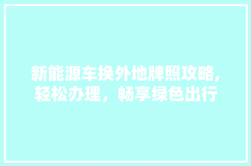 新能源车换外地牌照攻略,轻松办理，畅享绿色出行