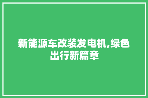 新能源车改装发电机,绿色出行新篇章