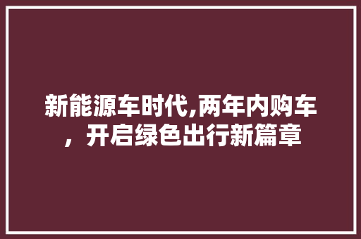 新能源车时代,两年内购车，开启绿色出行新篇章