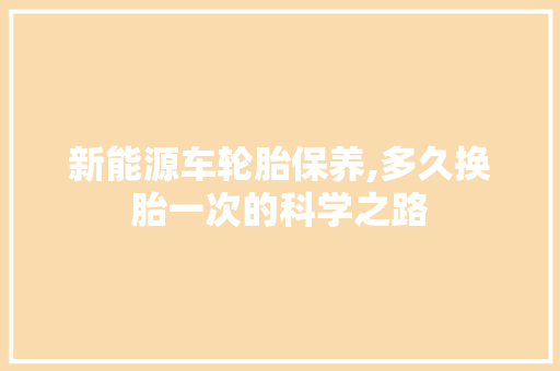 新能源车轮胎保养,多久换胎一次的科学之路