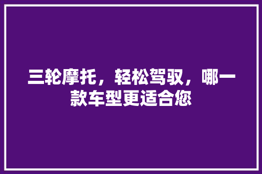 三轮摩托，轻松驾驭，哪一款车型更适合您