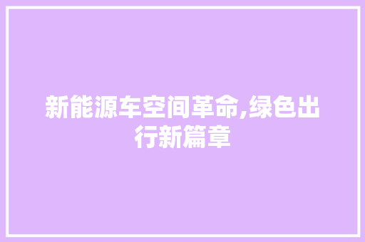 新能源车空间革命,绿色出行新篇章
