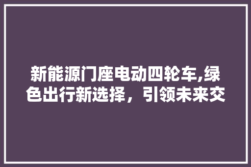 新能源门座电动四轮车,绿色出行新选择，引领未来交通潮流 车载导航