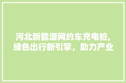 河北新能源网约车充电桩,绿色出行新引擎，助力产业转型升级