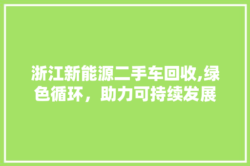 浙江新能源二手车回收,绿色循环，助力可持续发展