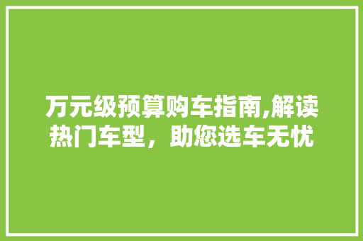 万元级预算购车指南,解读热门车型，助您选车无忧