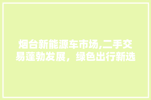 烟台新能源车市场,二手交易蓬勃发展，绿色出行新选择