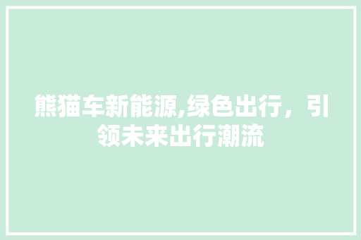 熊猫车新能源,绿色出行，引领未来出行潮流