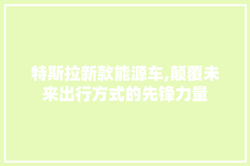 特斯拉新款能源车,颠覆未来出行方式的先锋力量