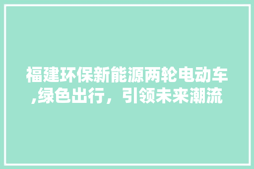 福建环保新能源两轮电动车,绿色出行，引领未来潮流