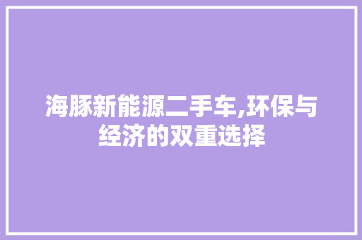 海豚新能源二手车,环保与经济的双重选择