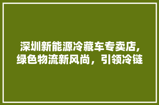 深圳新能源冷藏车专卖店,绿色物流新风尚，引领冷链运输新纪元