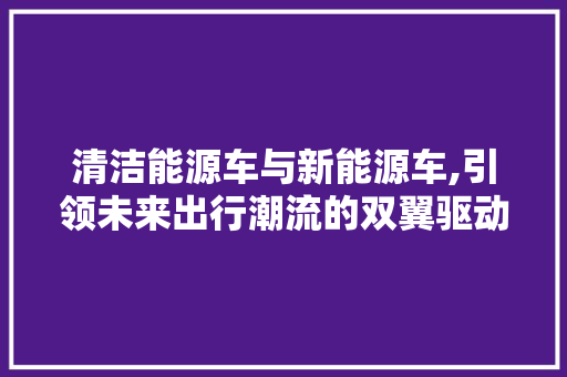 清洁能源车与新能源车,引领未来出行潮流的双翼驱动