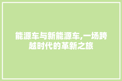 能源车与新能源车,一场跨越时代的革新之旅