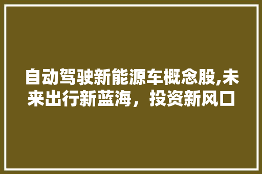 自动驾驶新能源车概念股,未来出行新蓝海，投资新风口