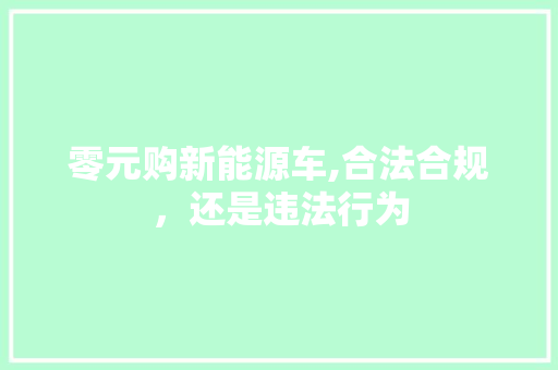 零元购新能源车,合法合规，还是违法行为
