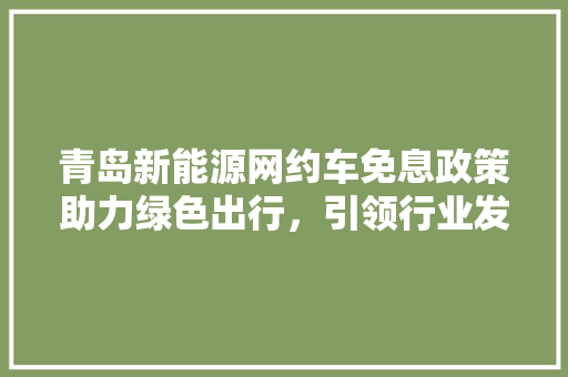 青岛新能源网约车免息政策助力绿色出行，引领行业发展新潮流