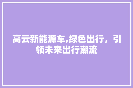 高云新能源车,绿色出行，引领未来出行潮流