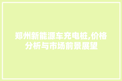 郑州新能源车充电桩,价格分析与市场前景展望