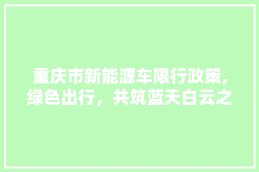 重庆市新能源车限行政策,绿色出行，共筑蓝天白云之城 车联网技术